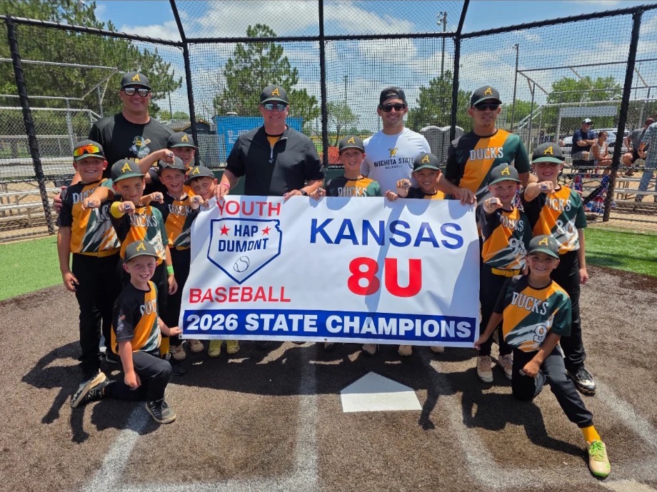 Alex Ulloa coaching the Andover Ducks 8U team, 2026 Kansas state champions
